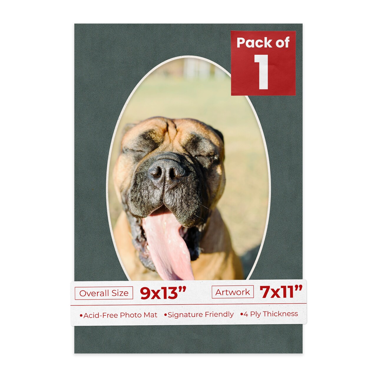 Dark Grey Suede Mat Board for 9x13 Frames - Oval Opening for 7x11 Photos